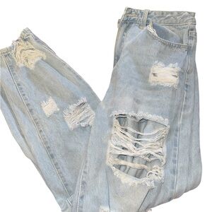 Distressed Light Blue Denim Jeans